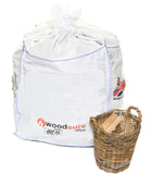 Sack of woodsure logs and basket of firewood